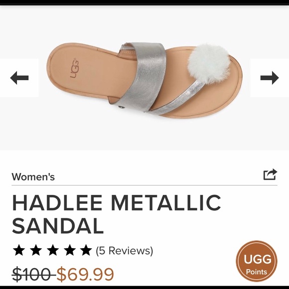 🔴NWT UGG HADLEE METALLIC SANDALS - Picture 4 of 8